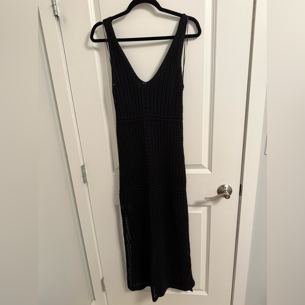 Black Tape_ Black Crochet Maxi Dress